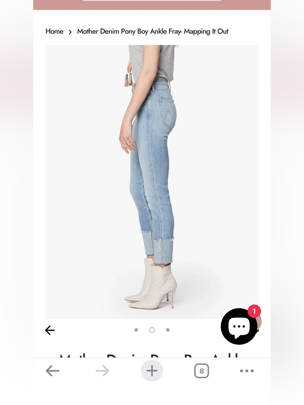 MOTHER Light Blue High-Rise Ankle Jeans with Cuffed Fray Hem-pony boy ankle fray